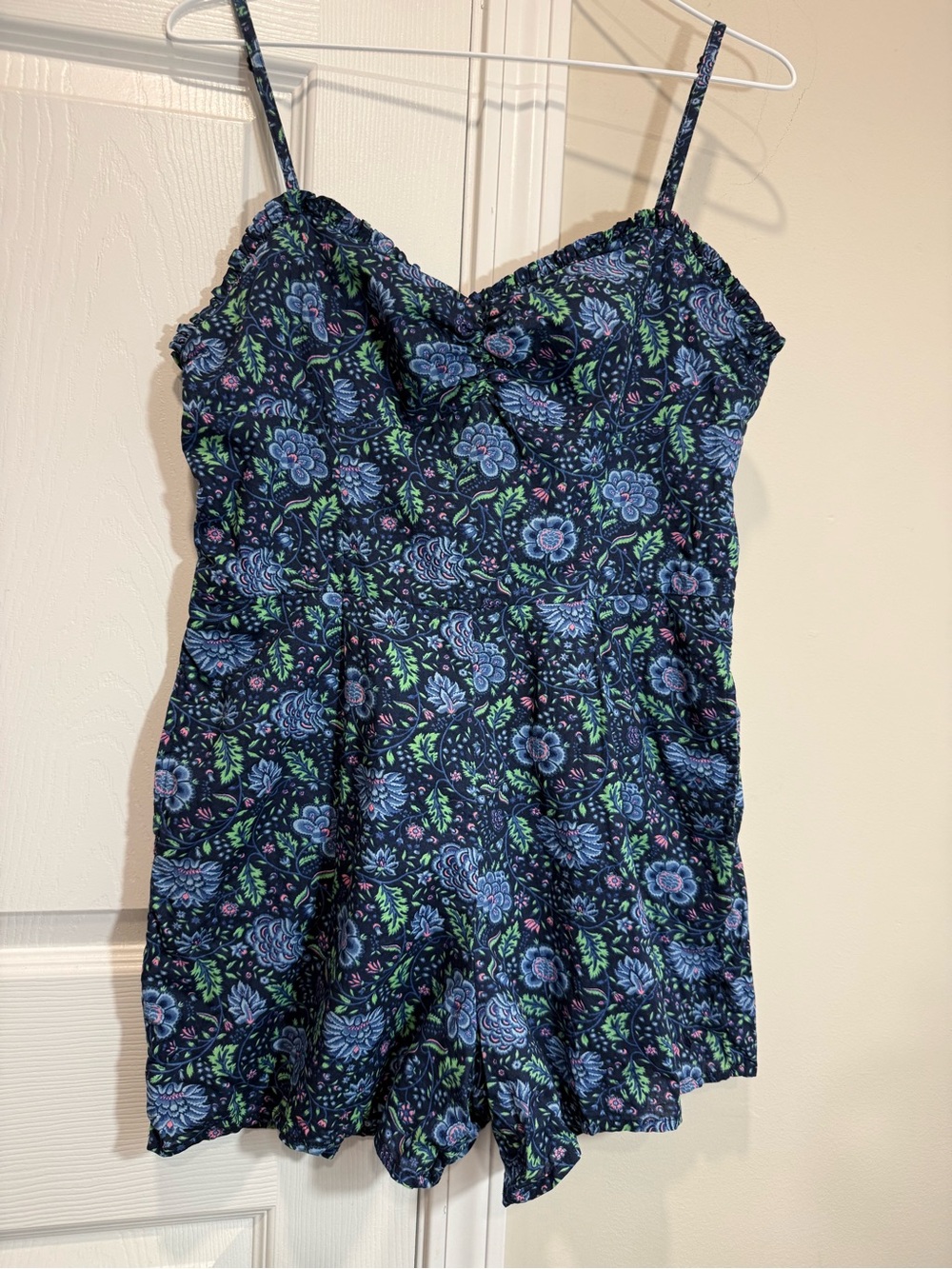 Jack Wills Floral Cotton Romper Playsuit Blue Sweetheart Size US 8 UK 12